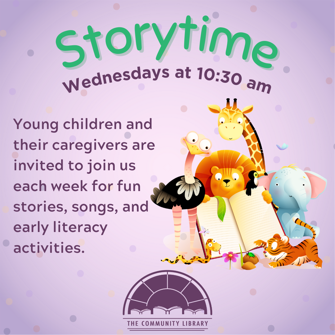 kids storytime meets every Wednesday at 10:30 am