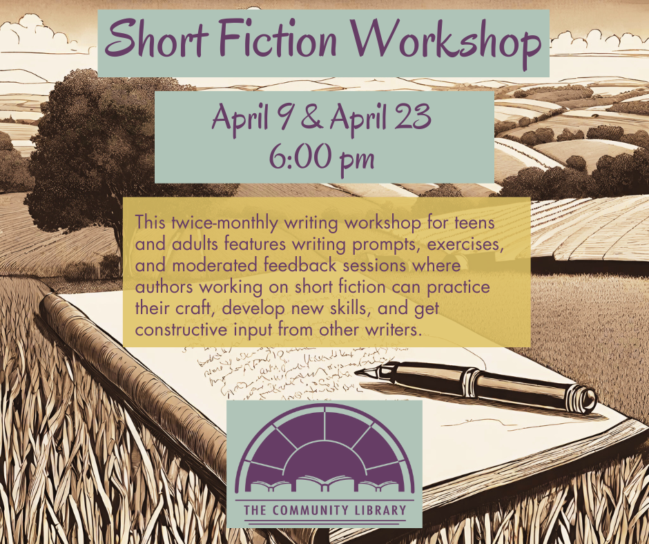 Short Fiction Workshop April 9 at 6 pm