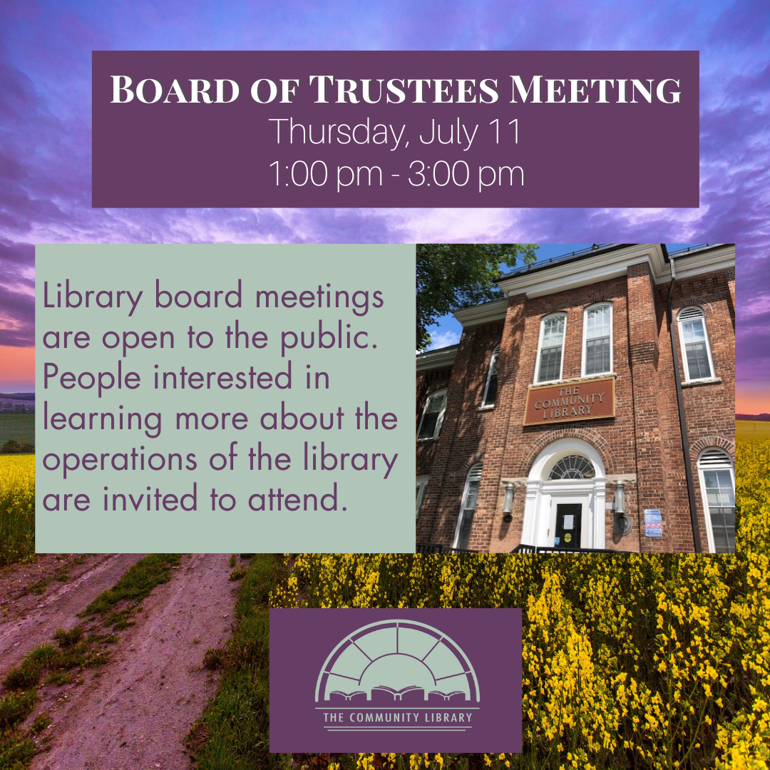 Library Board Meeting July 11 at 1:00 pm