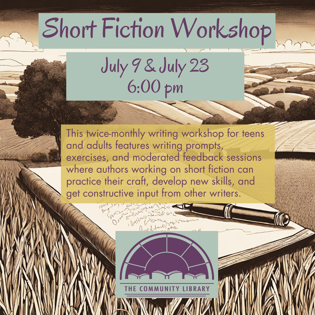 Short Fiction Workshop July 23 at 6 pm