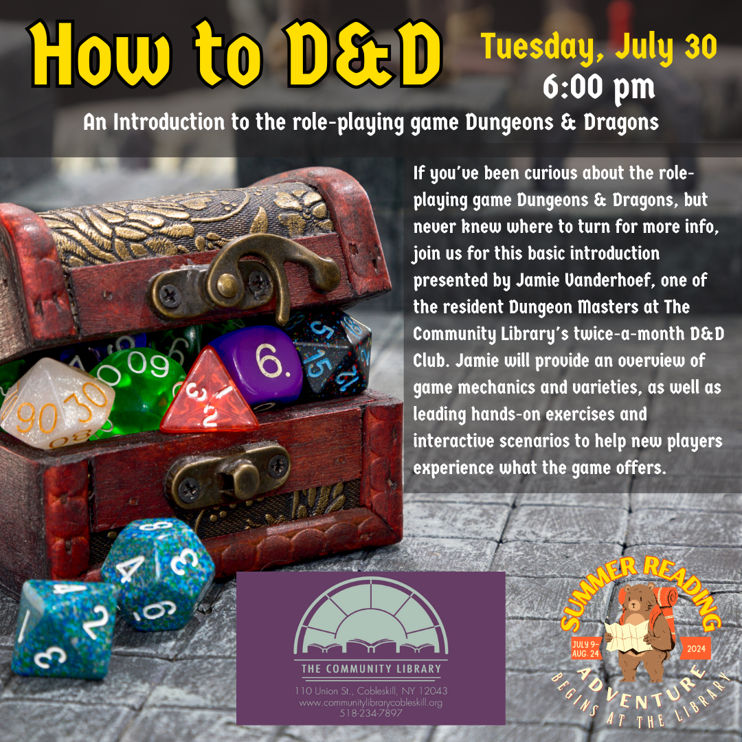 Learn How to play Dungeons and Dragons July 30 at 6 pm